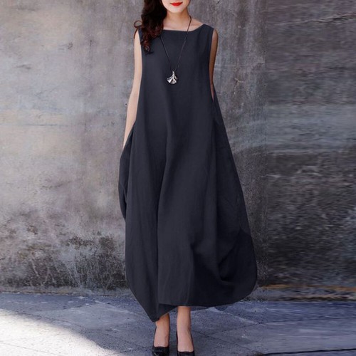 Damen Sommer-Maxikleid Urlaubkleid Taschen Strandkleid Freizeitkleid - Bild 9 von 17