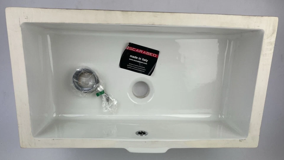 Nameeks Scarabeo 8091 Sin Agujero 22-5/16" Cerámica Bajo Montaje Fregadero Baño Blanco Foto 2 de 4