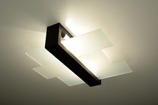 Braun Deckenlampe LEDA E27 Deckenleuchte Leuchte Design Beleuchtung Holz Glas NL