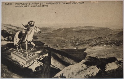 Vintage Postcard Proposed Buffalo Bill Monument Wild Cat Point CO AA106