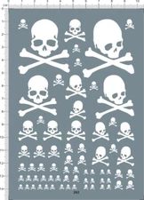 All Size Universal Bone Skull Marcross white Model Markings Water Slide Decal