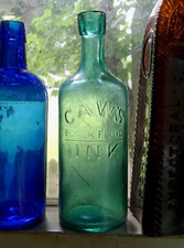 PRETTY TEAL GREEN CAW'S BLACK FLUID INK 1880 APPLIED POUR SPOUT LIP INK BOTTLE