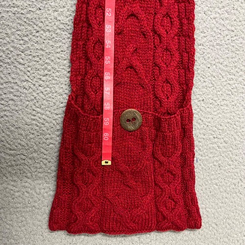 Carraig Donn Bufanda Roja Galway Bay CableKnit Lana Merino Bolsillo Irlanda - Imagen 6 de 7