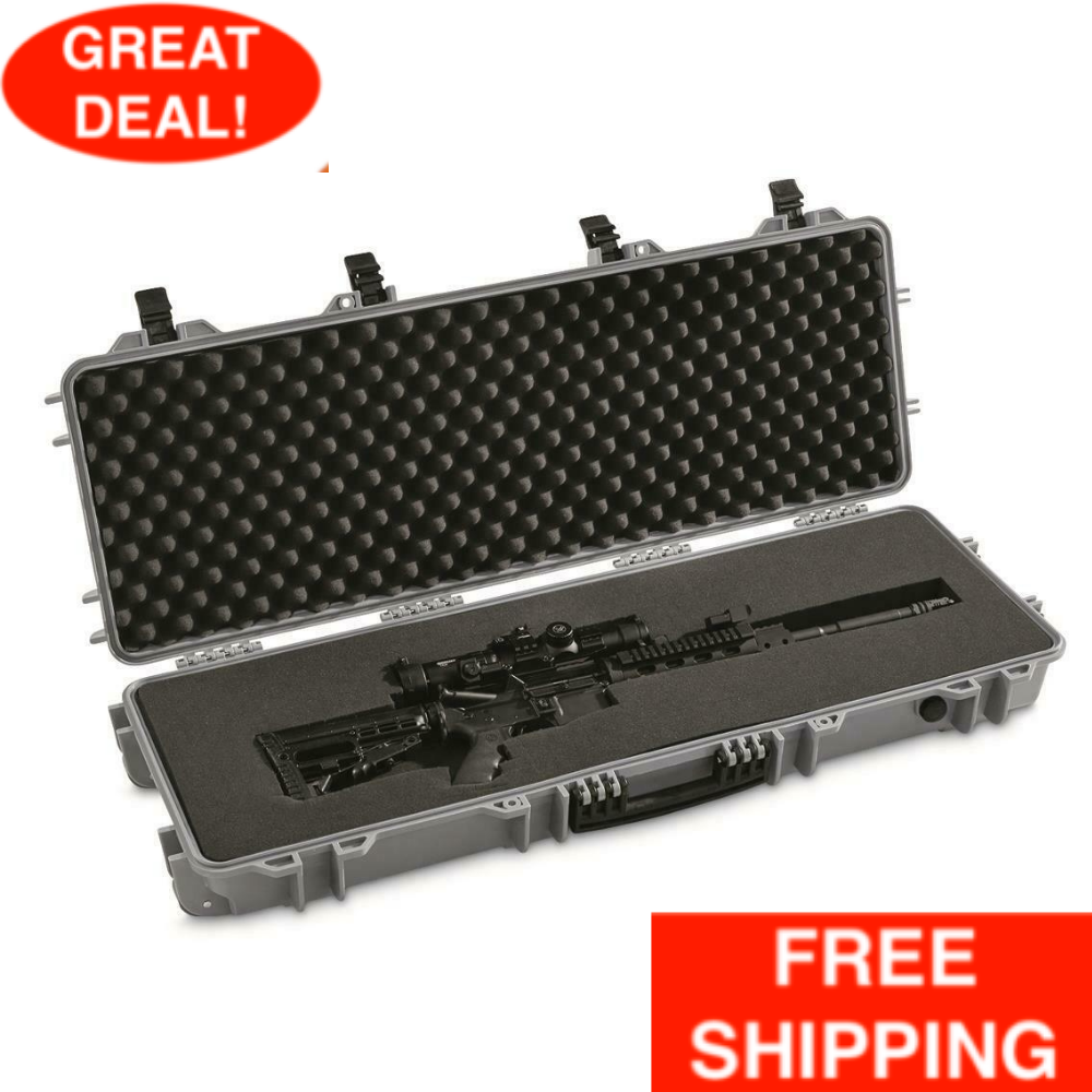 New sales Tactical Hard Rifle Case Gray Heavy Duty 2 Molded Padloc Max 60% OFF Plastic