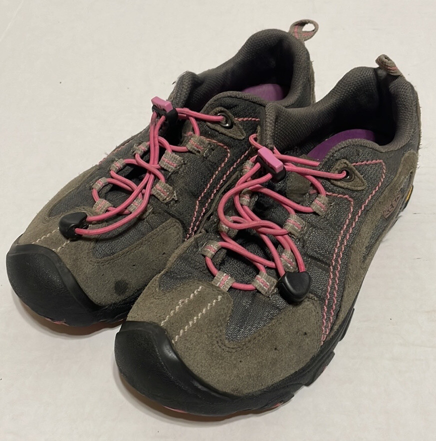 Scarpe Keen da donna taglia 6 escursionismo all'aperto pelle scamosciata grigio rosa abbigliamento attivo