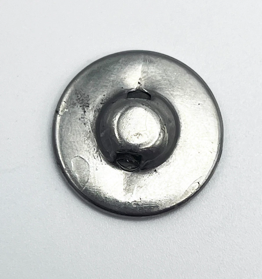 Vintage Mother of Pearl Metal Button Faceted Silver Trim 15/16-in Shank, Large - Image 4 of 4