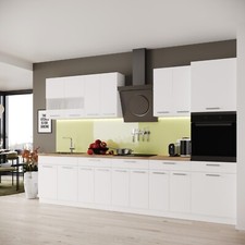 Küche mit Hochschrank Küchenzeile Einbauküche Küchenblock Weiß Matt 320 cm ALINA
