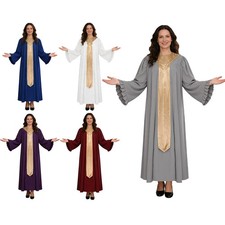 Womens Robe Theme Party Costume Cosplay Long Robe Event Flared Long Sleeve Gown