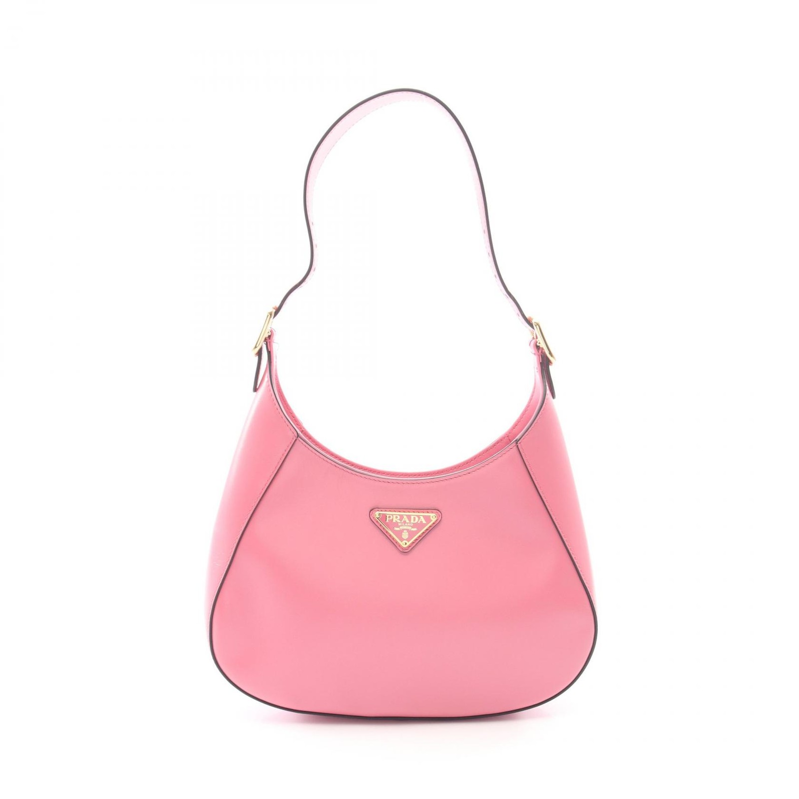 PRADA Cleo Triangle Logo Shoulder Handbag leather Pink Used Women