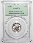 1936 S Mercury Dime PCGS MS65FB FULL BANDS OLD GREEN LABEL