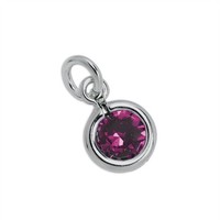 Sterlingsilber & Amethyst 5Mm Rund Cz Kristall Februar Geburtsstein Charm AnhäNg