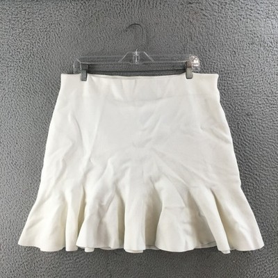 Express Body Contour Skirt Womens XL White Stretch Knit Flare Hem Pull On
