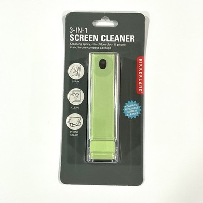 Kikkerland 3 in 1 Smartphone Screen Cleaner Spray Microfiber Cloth & Phone Stand