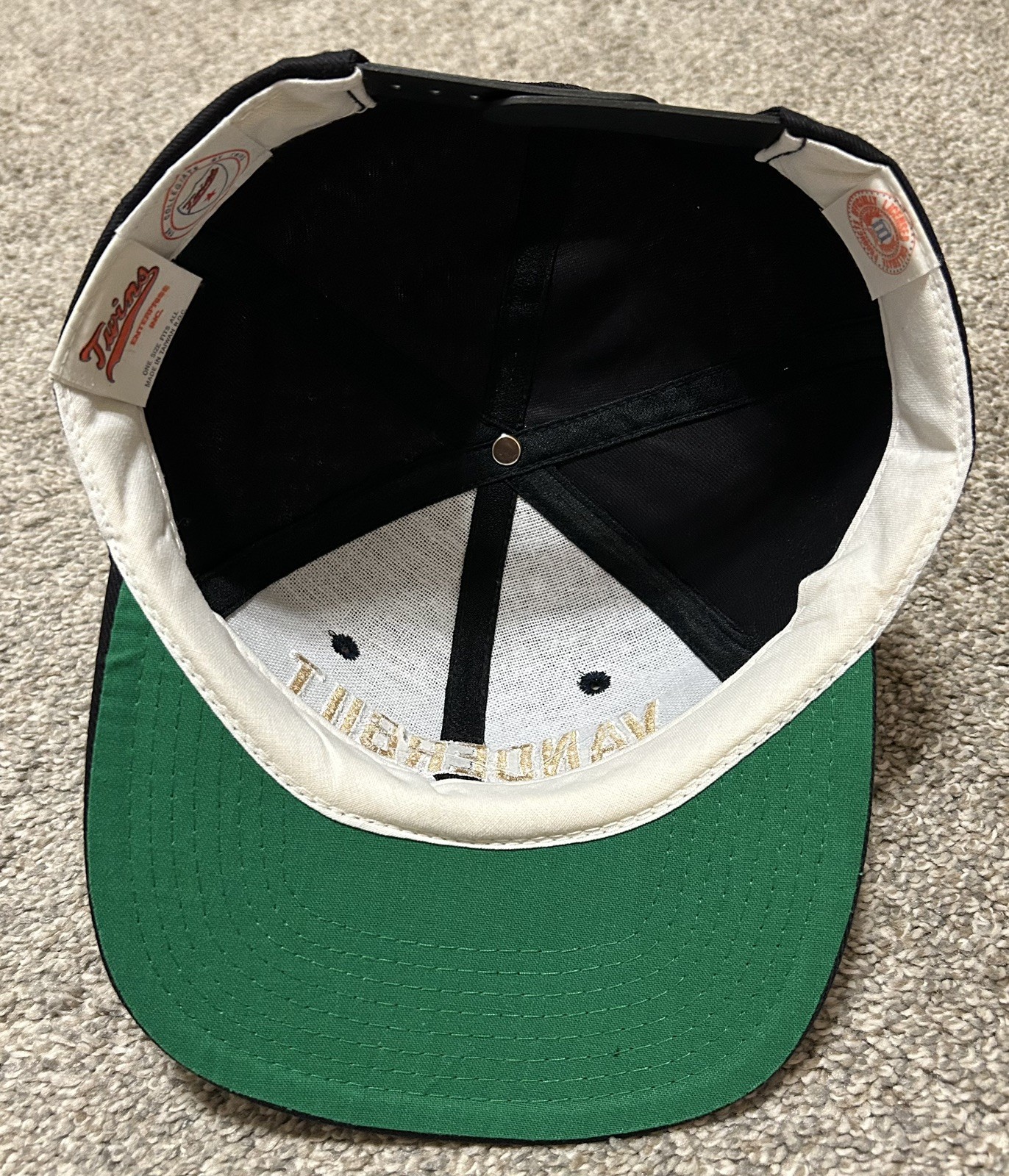 Vintage 90s Vanderbilt Commodores Twins Enterprise SnapBack Hat 1990s Black