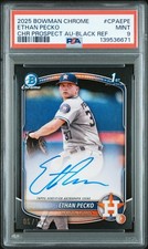 2025 BOWMAN CHROME PROSPECT AUTOS BLACK REFRACTOR #CPAEPE ETHAN PECKO 5/10 PSA 9
