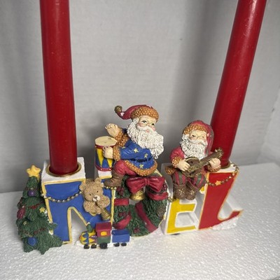 Vintage 90s Dayton Hudson Corp. Santa Noel Double Taper Candle Holder Christmas