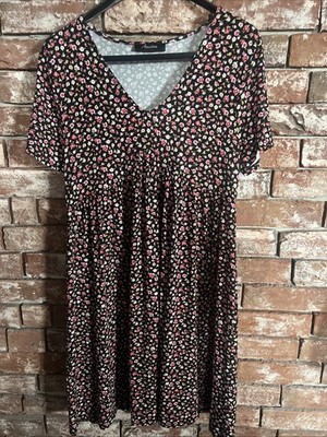Jerseykleid Sommerkleid Kleid ANISTON CASUAL Schwarz Geblümt Größe 42 Ungetragen