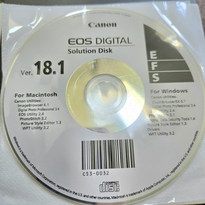 Canon EOS Digital Solution Disk 18.1 CD For Windows & for Macintosh