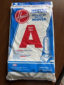 HOOVER FILTER BAGS 3 PACK 40100001A FITS UPRIGHT CLEANERS USING TYPE A BAGS NEW