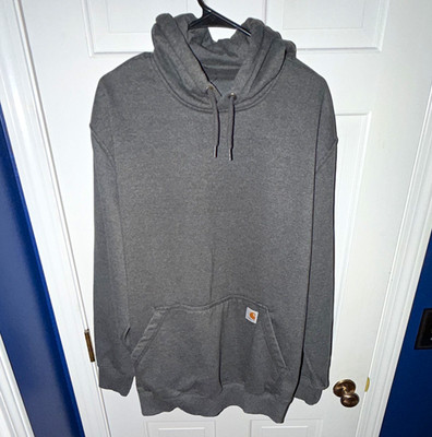 Carhartt Men s XL Original Fit Gray Fleece Pullover Hoodie Kangaroo Pocket