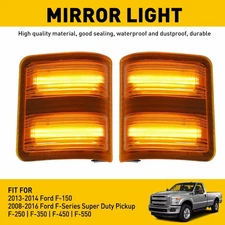 For Ford F250 F350 F450 F550 Amber Lens LED Side Mirror Marker Signal Lights 2x