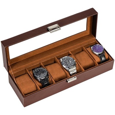 ProCase Watch Box, 6 Slot Mens Display Case, Espresso 6-Slot,