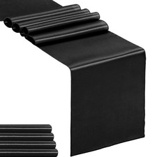 5-Pack Satin Table Runner Black 12 x 108 inches Long Table Runners for Weddin...