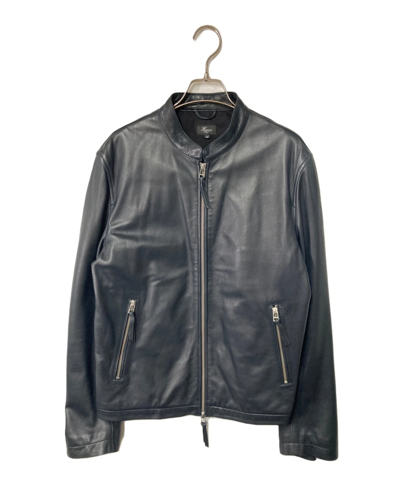 Harris s Single Leather Riders Jacket Men's Size 40 Navy - product detail image 1