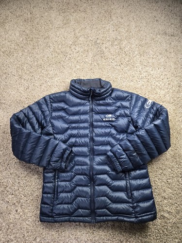 Eider Conakra Down Puffer Jacket Mens Medium Blue Slim Fit Full Zip Pockets