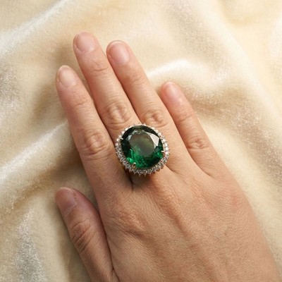 Ravishing Forest Green Tourmaline 26.85Ct 925 Sterling Silver Rose Gold Rings
