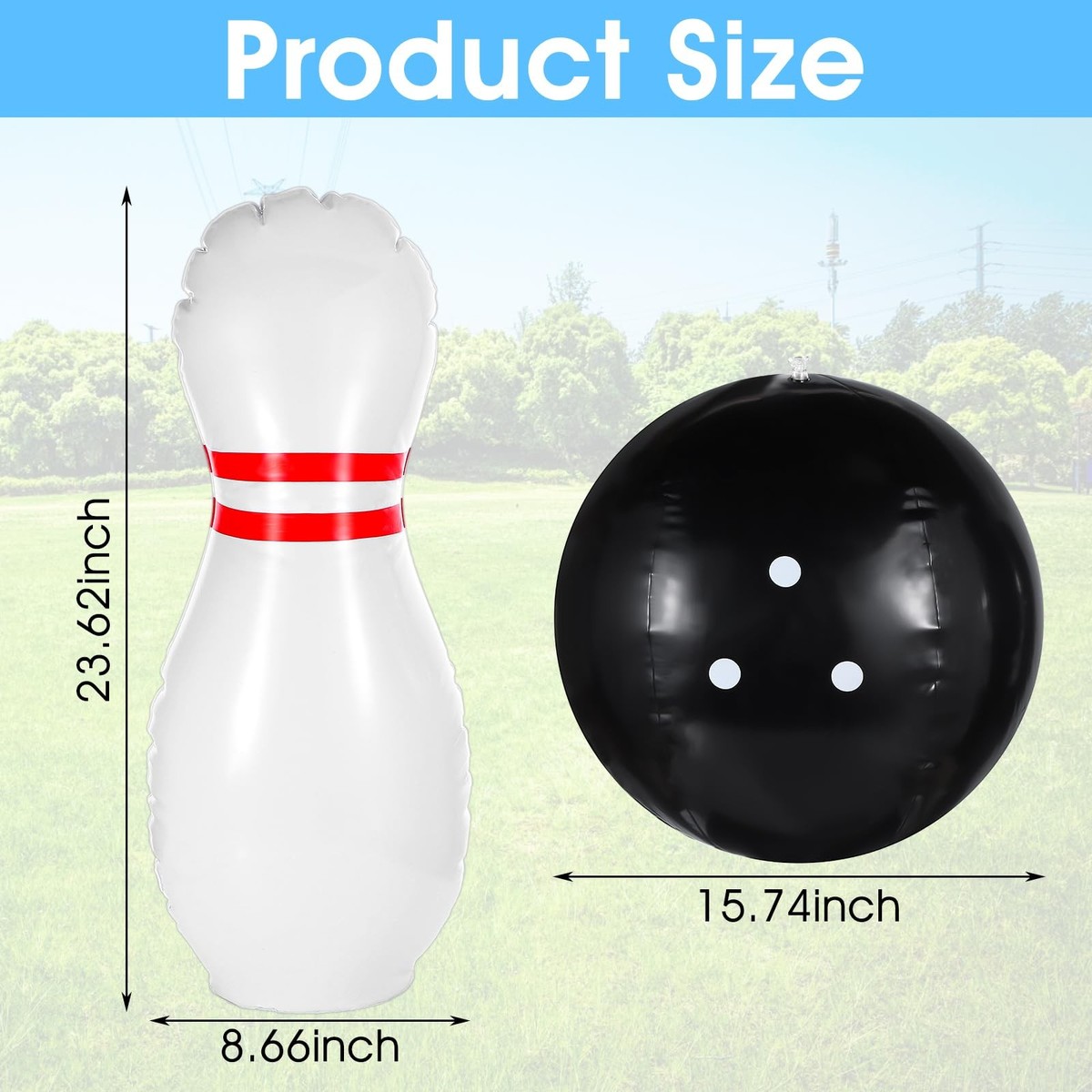 Inflatable Bowling Set One 15 Inch Ball Six 23 Inch Pins Giant