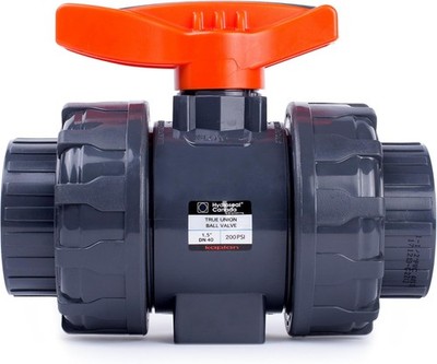 HYDROSEAL Kaplan PVC 1 1/2'' True Union Ball Valve with Full Port, ASTM F1970