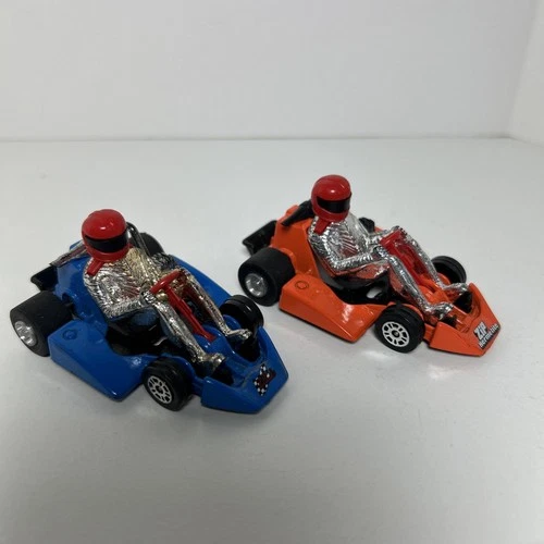 Corgi Set 46 Super Karts Rare Hermetite Zip Karts  Blue & Orange Pull Back