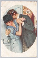Raphaël Kirchner 'Dans les petits cheveux du cou' c1910 romantic postcard