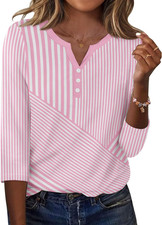 3/4 Length Sleeve Womens Tops Casual Dressy Summer Blouses Buisness Work Spring