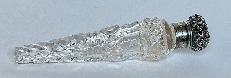Elegant antique Unger Brothers sterling cut crystal perfume bottle-19th century