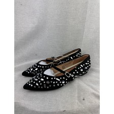 A New Day Black Rhinestone Mary Jane Pointed Toe Flats Memory Foam 7.5 096221930