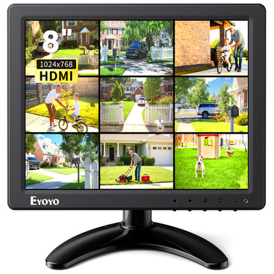 Eyoyo 8 Inch Small Monitor 1024x768 HDMI VGA AV BNC & Remote & Built-in Speakers