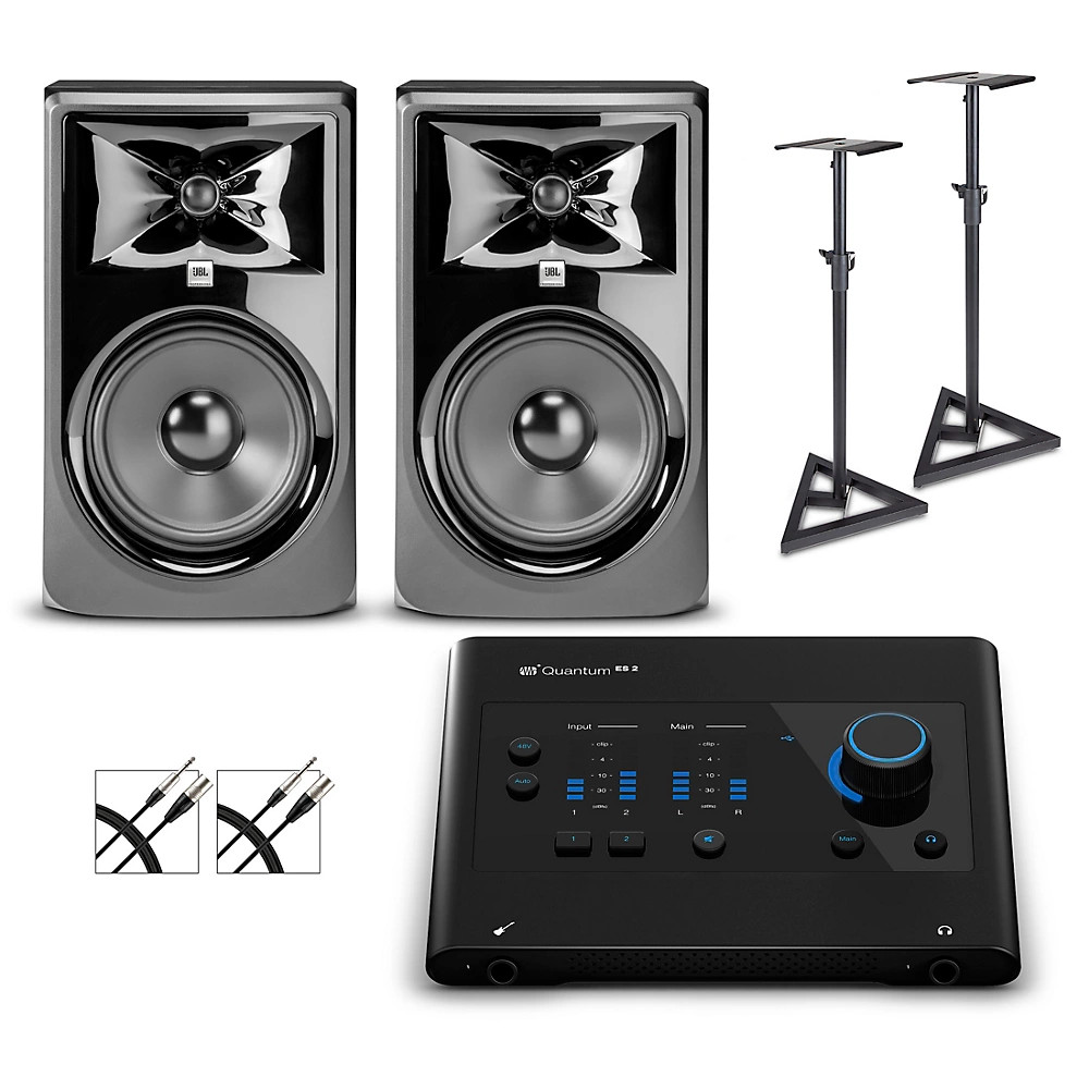 Аудиоинтерфейс PreSonus Quantum ES4 с парой JBL 308MKII, кабелями и подставками в комплекте
