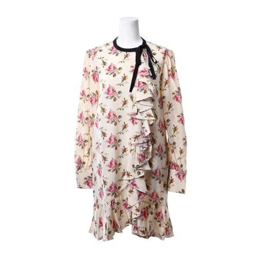 Abito donna Gucci beige stampa floreale seta taglia 40 autentico dal Giappone