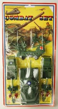 VINTAGE 80's PLASTIC SOLDIERS COMBAT SET TANK CANNON CHINOOK KOSITOY NEW 