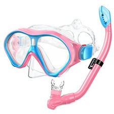 Kids Snorkel Set, Diving Mask for Children as Unisex Kids Swimming Pink/Blue