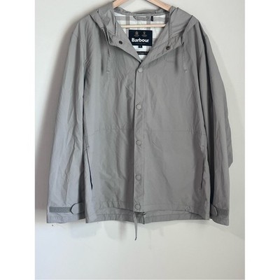 Barbour Men's Quay Showerproof Rain Jacket Windbreaker Hooded Size Large Beige