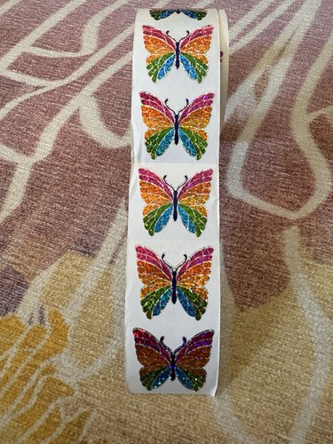 HAMBLY STUDIOS STICKERS roll of prismatic rainbow glitter butterflies 102 mods