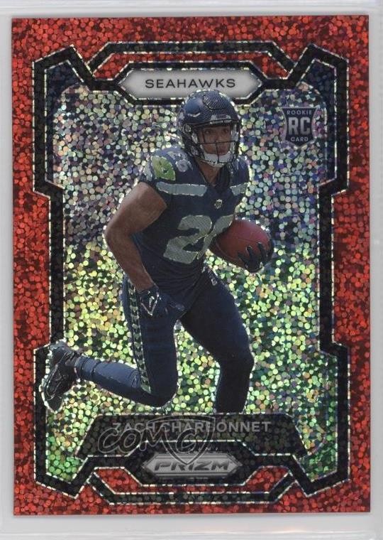 2023 Panini Prizm Rookies Red Sparkle Prizm Zach Charbonnet #392 0dv1