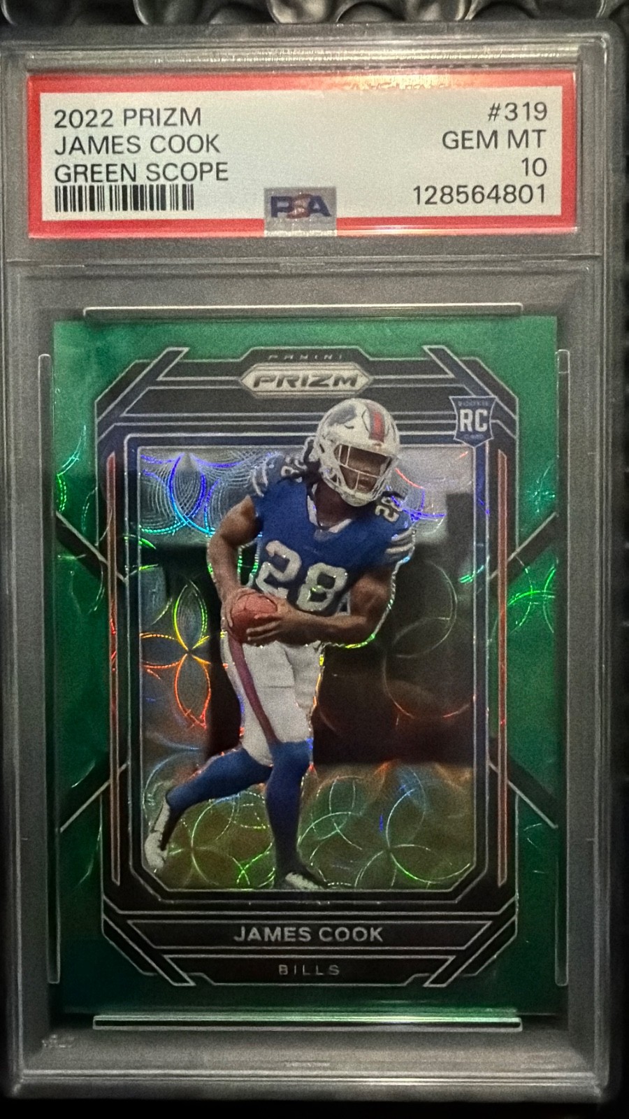 2022 Panini Prizm Green Scope /75 James Cook #319 PSA 10