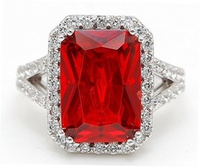 6CT Fire Garnet  White Topaz 925 Solid Sterling Silver Ring Sz 8 UB2-6