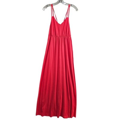 Kenar Maxi Dress Womens S Red Solid Strappy V-Neck Empire Waist Jersey Knit  euc | eBay