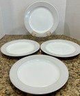 Sant’ Andrea Royal Porcelain 11” Dinner Plates Set of 4 – Grey Crosshatch Rim EC
