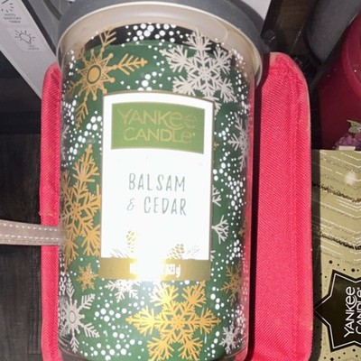 Yankee Candle Balsam & Cedar Christmas Jar Candle Green Gold White 22 oz